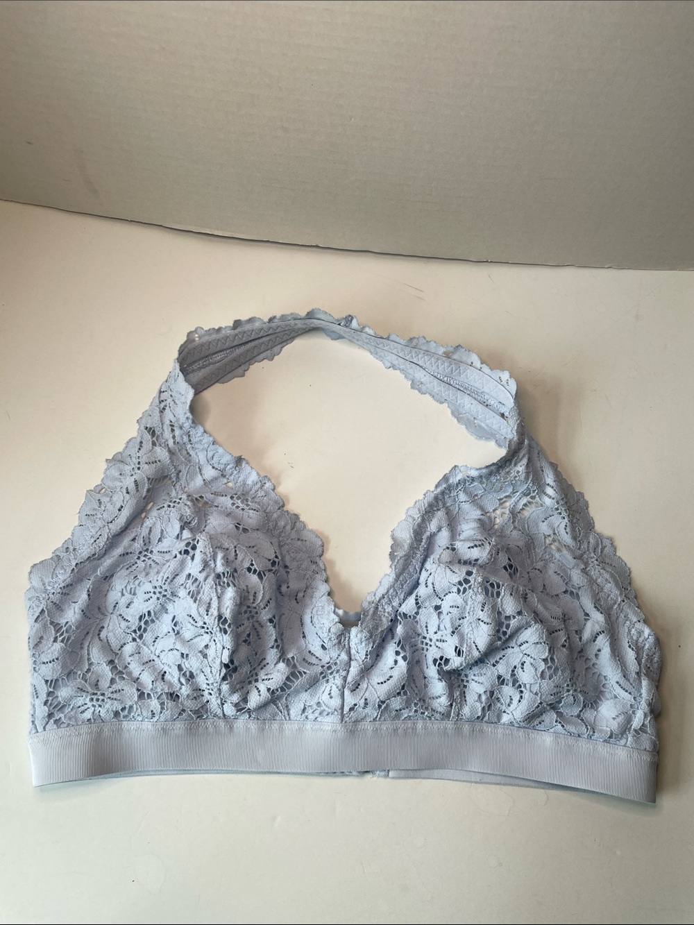 Aerie Women's Size XL Light Blue Lace Halter Bralette